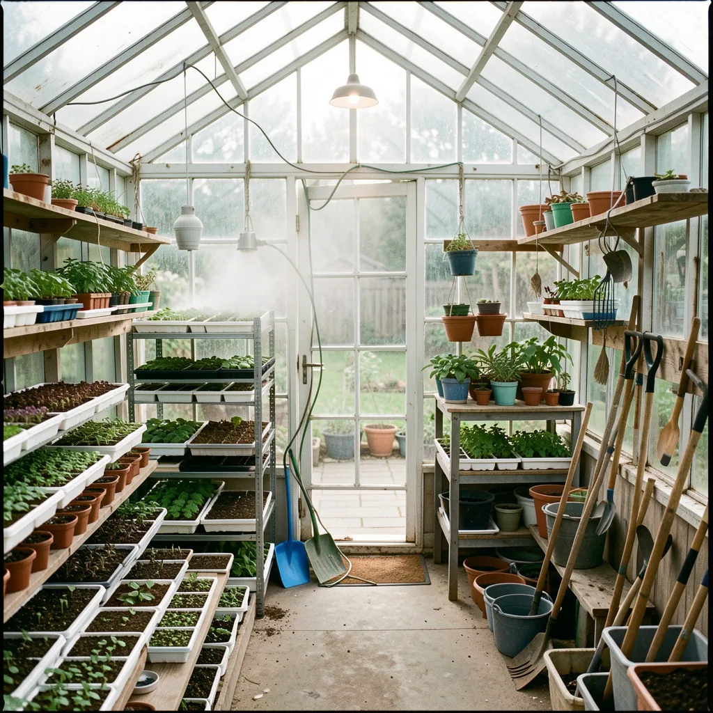 Well-organized greenhouse setup